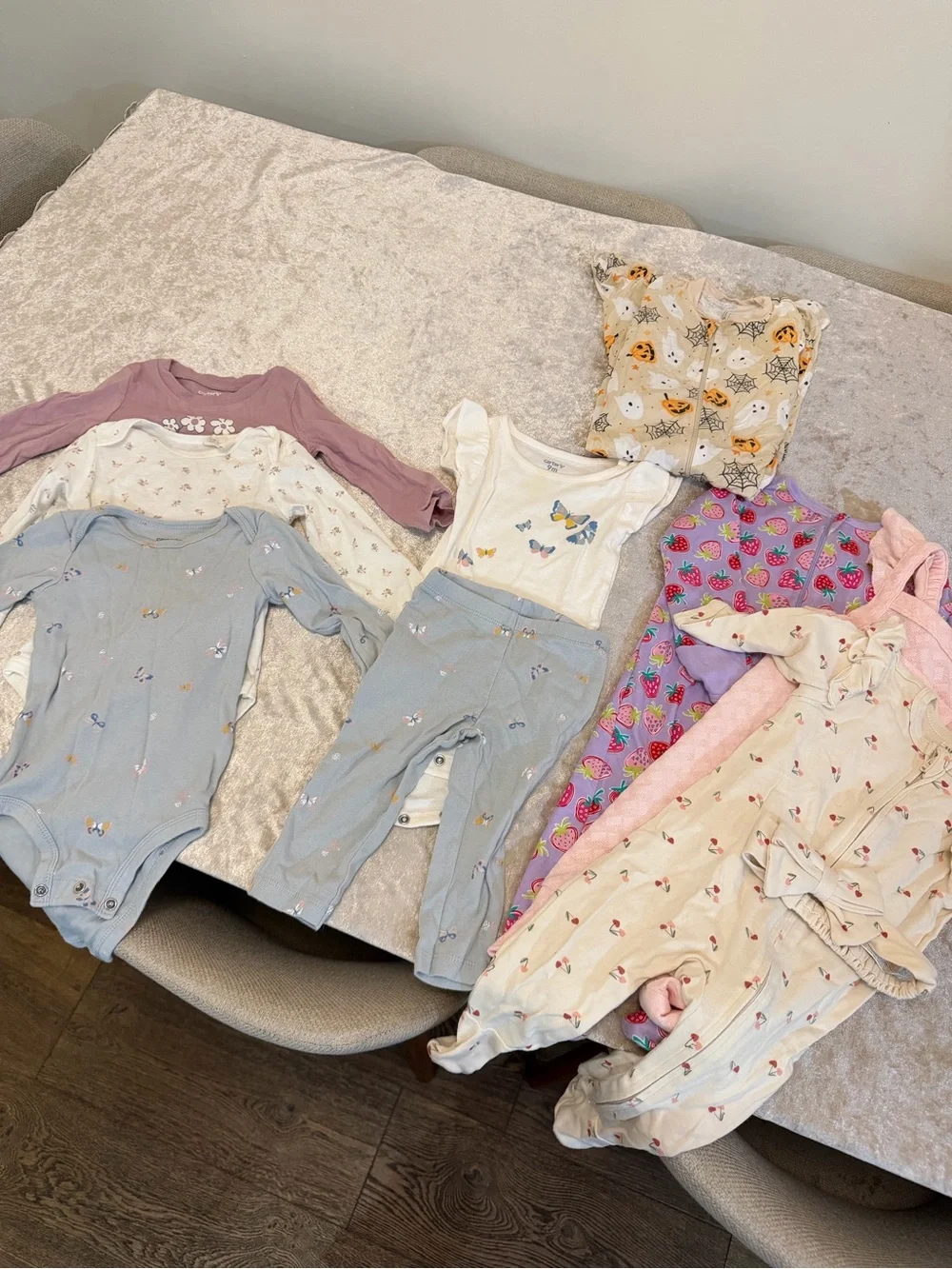 Assorted Baby Girls Pajama Set - Blue, Pink, Cream